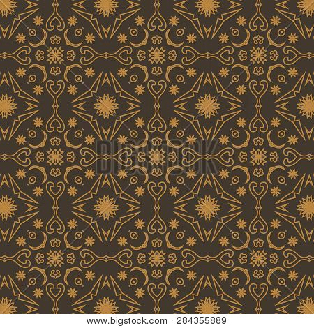 Constructive Geometric Pattern In Shades Of Gold Colors. Emotional Design With Development Of Prospe
