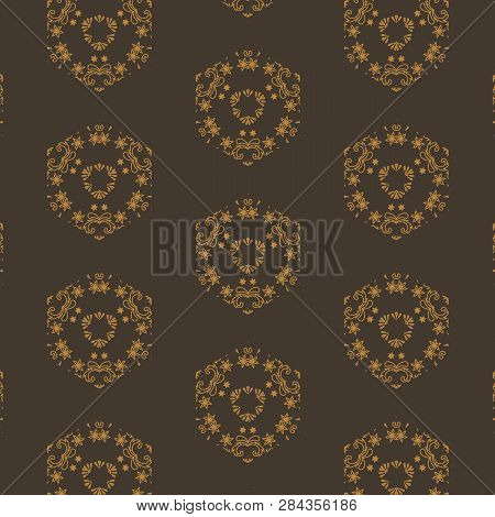 Constructive Geometric Pattern In Shades Of Gold Colors. Emotional Design With Development Of Prospe