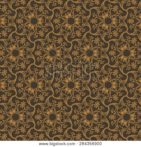 Constructive Geometric Pattern In Shades Of Gold Colors. Emotional Design With Development Of Prospe