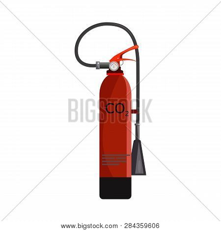 Deep Red Fire Extinguisher Illustration. Red, Equipment, Fire Protection. Fire Safety Concept. Vecto