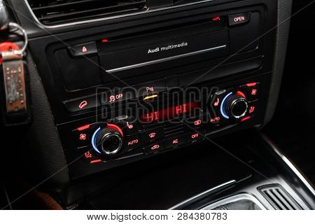 Novosibirsk, Russia - February 15, 2019:  Audi Q5,close-up Of The Dashboard, Adjustment Of The Blowe