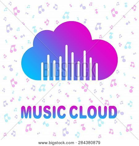 Simple Icon With Cloud And Sound Equalizer Wave. Colorful Icon On White Background. Eps 10