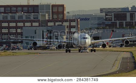 Frankfurt Am Main, Germany - July 20, 2017: Side View Of Airbus A340-313 D-aigp Of Lufthansa (star A