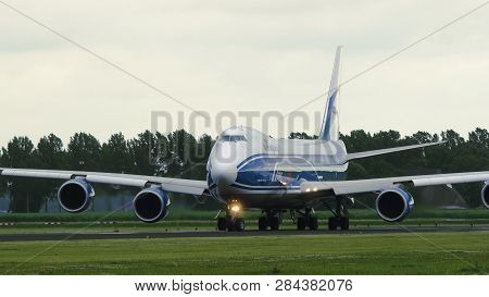 Frankfurt Am Main, Germany - July 19, 2017: Side View Of Boeing 747-83q(f) Vq-bfe Of Airbridgecargo 