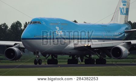 Amsterdam, Netherlands - July 26, 2017: Boeing 747-406(m) Ph-bfc Of Klm Airlines Before Take Off