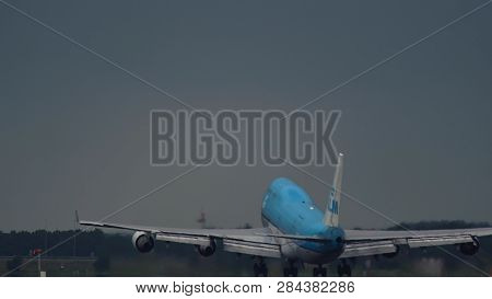 Amsterdam, Netherlands - July 26, 2017: Rear View Of Boeing 747-406(m) Ph-bfc Of Klm Airlines Accele