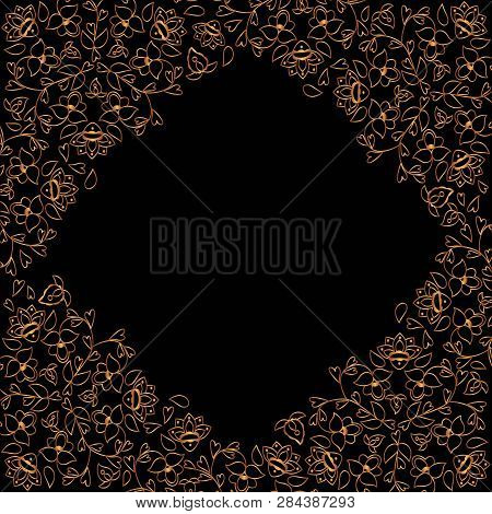 Frames With Floral Ornament In The Corners. Fantasy Flowers On The Indian Theme