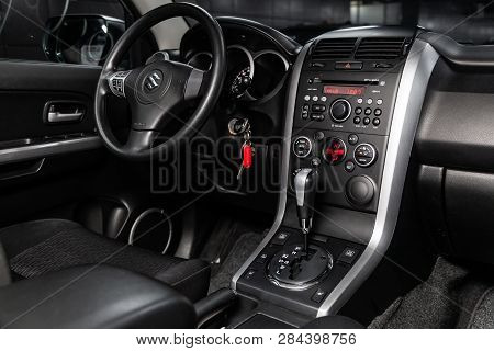 Novosibirsk, Russia - February 15, 2019: Suzuki Grand Vitara,close-up Of The Dashboard, Speedometer,