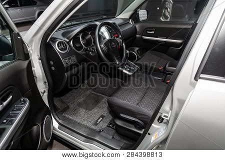 Novosibirsk, Russia - February 15, 2019: Suzuki Grand Vitara,close-up Of The Dashboard, Speedometer,