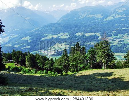 View Of The River Sezz Valley (seeztal) From The Gonzen Mountain - Canton Of St. Gallen, Switzerland