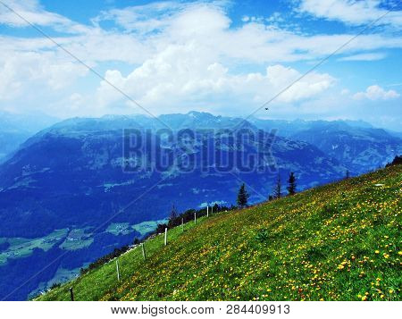 View From The Gonzen Peak In The Appenzell Alps Mountain Range - Canton Of St. Gallen, Switzerland