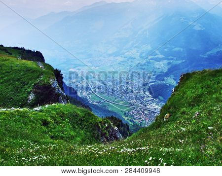 View From The Gonzen Peak In The Appenzell Alps Mountain Range - Canton Of St. Gallen, Switzerland