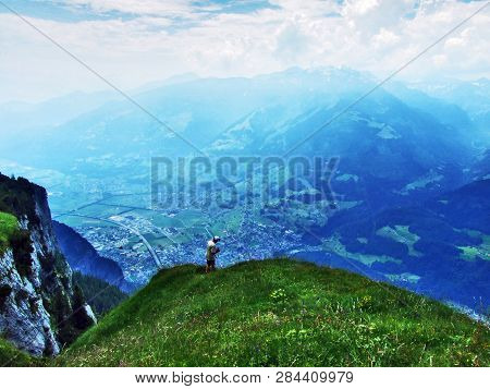 View From The Gonzen Peak In The Appenzell Alps Mountain Range - Canton Of St. Gallen, Switzerland