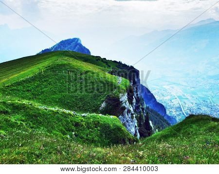 View From The Gonzen Peak In The Appenzell Alps Mountain Range - Canton Of St. Gallen, Switzerland