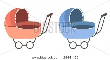 Baby Carriage. For boy and for girl. Raster version.