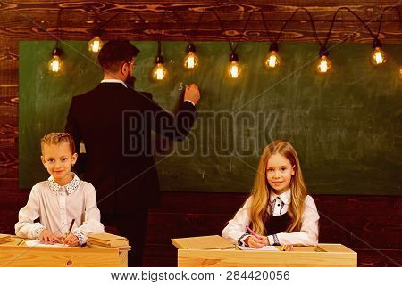 September 1. September 1 Is A Knowledge Day Holiday. First School Day Of September 1. Teacher And Li