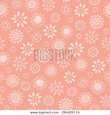 Vector Soft Coral Floral Seamless Repeat Pattern Background.