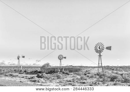 Monochrome Landscape On Road R63 Between Victoria West And Loxton In The Northern Cape Province. Thr
