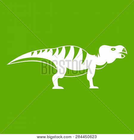 Hadrosaurid Dinosaur Icon White Isolated On Green Background. Illustration
