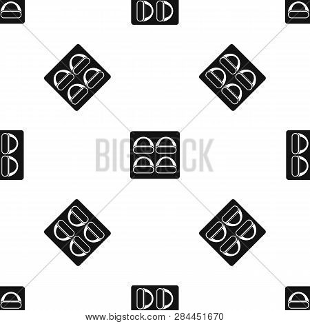 Different Sushi Pattern Repeat Seamless In Black Color For Any Design. Geometric Illustration