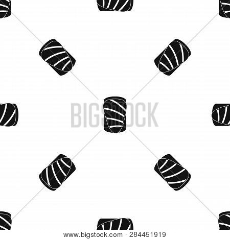 Salmon Pattern Repeat Seamless In Black Color For Any Design. Geometric Illustration