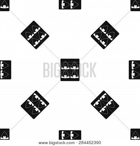 Sushi Pattern Repeat Seamless In Black Color For Any Design. Geometric Illustration