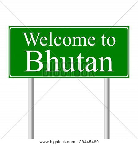 Velkommen til Bhutan, koncept road tegn