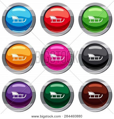 Sled Set Icon Isolated On White. 9 Icon Collection Illustration