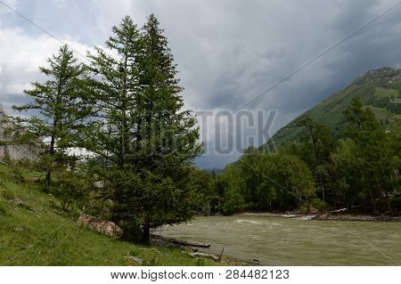 Mountain Landscape By The River Chuya, Altai Republic, Siberia, Russia