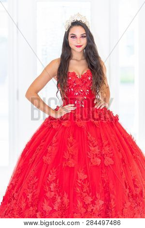 Teenage girl who is competing at a beauty pageant