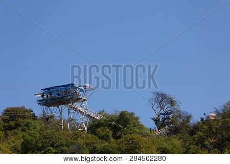 A High Zip Line Platform Above The Trees In Labadee Haiti