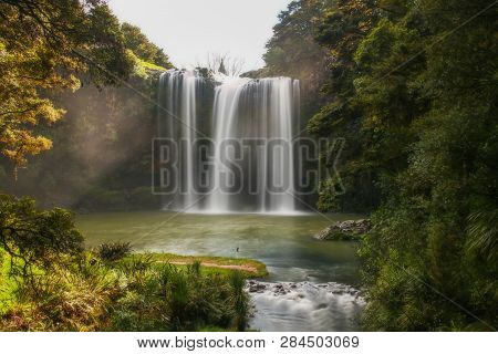 Situated To The North Of Whangarei City, Spectacular Whangarei Falls Is A 26m High Waterfall Surroun