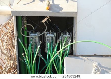 Internet And Cable Coax Cables Replaced By Glass Fiber To Speed Up Connection In Gouda The Netherlan
