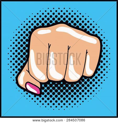 Hand Human Expressing Power Fist Pop Art Vector Illustration Design