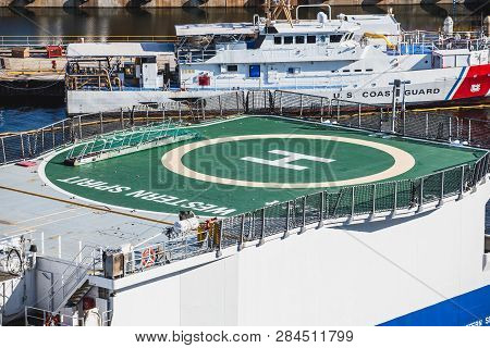 Tampa, Florida - February 27, 2016: The United States Coast Guard Is The Coastal Defense And Maritim