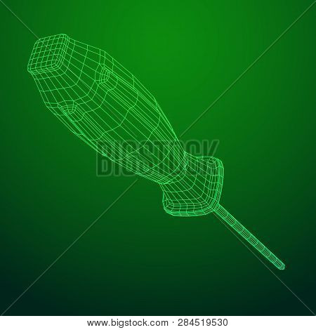 Crosshead Screwdriver. Handyman Tool For Home Repair. Maintenance Themed Abstract Model Wireframe Lo