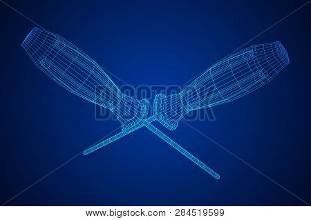Crosshead Screwdriver. Handyman Tool For Home Repair. Maintenance Themed Abstract Model Wireframe Lo