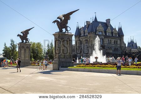 Hryaschevka, Russia - August 12, 2018: Tourist Center Castle Garibaldi In The Village Hryaschevka, S