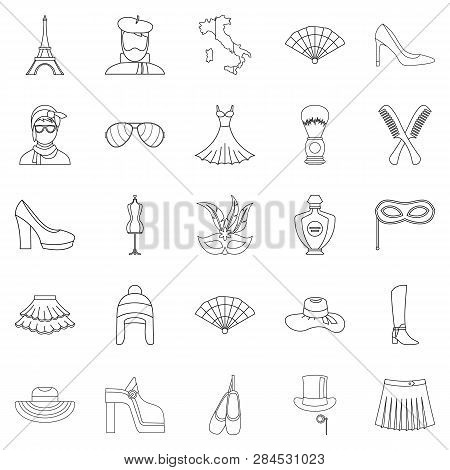Fashion Designer Icons Set. Outline Set Of 25 Fashion Designer Icons For Web Isolated On White Backg