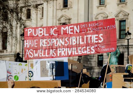 London, Uk, United Kingdom 15th February 2019:- Striking School Aged Children In Central London Over
