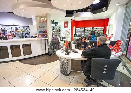 Inside Interior Of A Mobile Cell Phone Store In A Mall