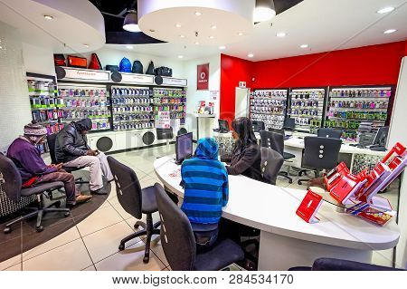 Inside Interior Of A Mobile Cell Phone Store In A Mall