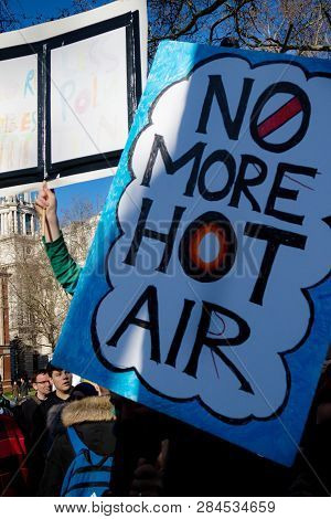 London, Uk, United Kingdom 15th February 2019:- Striking School Aged Children In Central London Over