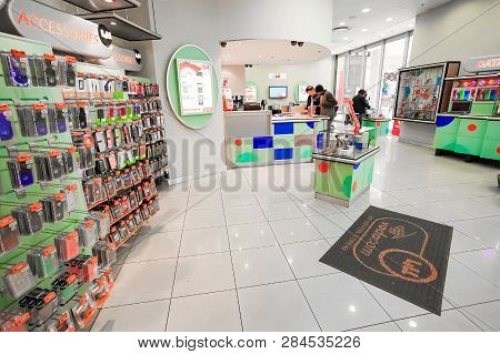 Inside Interior Of A Mobile Cell Phone Store In A Mall