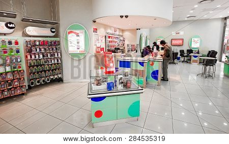 Inside Interior Of A Mobile Cell Phone Store In A Mall