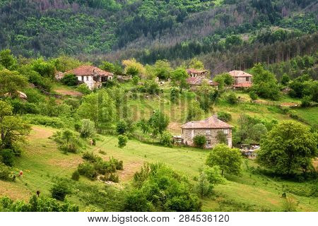 Spring Is Coming... Amazing Spring View With A Little Village In Rhodopi Mountains, Bulgaria. Magnif