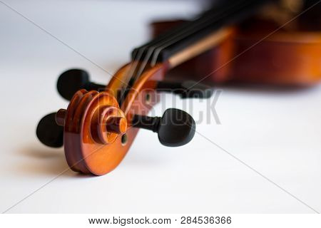 violin with bow in white background or viola in white background