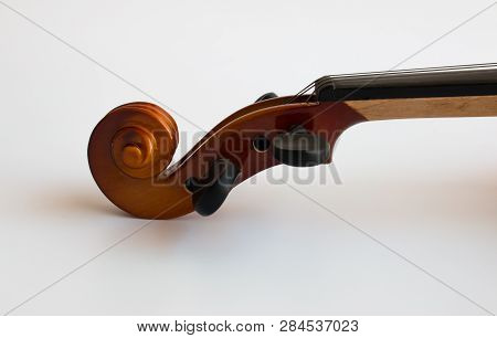 Violin with bow in white background or fiddle in white background