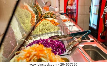 Interior Of Fast Food Take Out Restaurant In A Mall