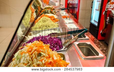 Interior Of Fast Food Take Out Restaurant In A Mall